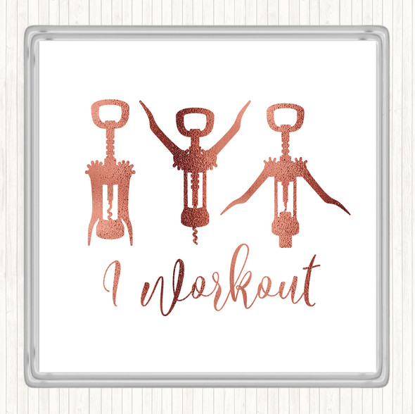 Rose Gold I Workout Quote Coaster