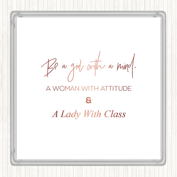 Rose Gold Lady With Class Quote Coaster