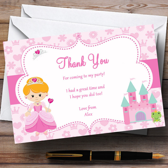 Pretty Pink Princess Customised Birthday Party Thank You Cards