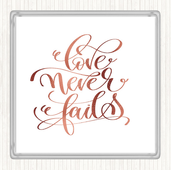 Rose Gold Love Fail Quote Coaster