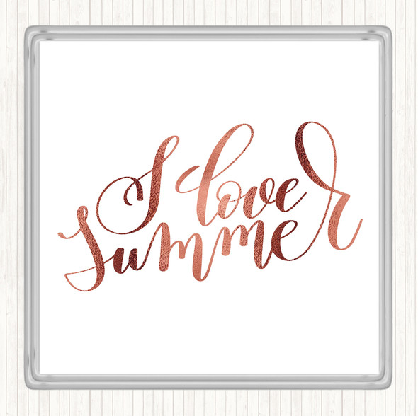 Rose Gold Love Summer Quote Coaster