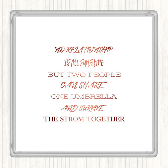 Rose Gold One Umbrella Quote Coaster