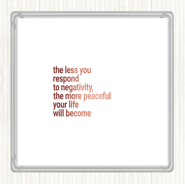 Rose Gold Respond Less To Negativity Quote Coaster