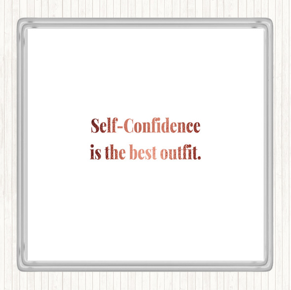 Rose Gold Self Confidence Quote Coaster