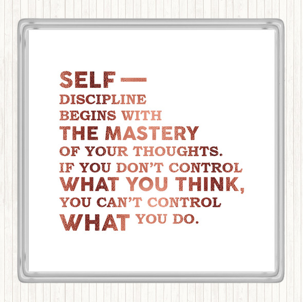 Rose Gold Self Discipline Quote Coaster