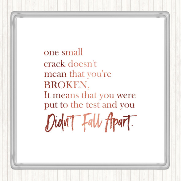 Rose Gold Small Crack Quote Coaster