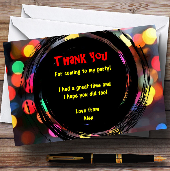 Cool Disco Lights Customised Party Thank You Cards