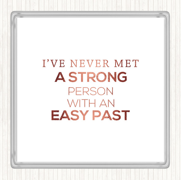 Rose Gold Strong Person Quote Coaster