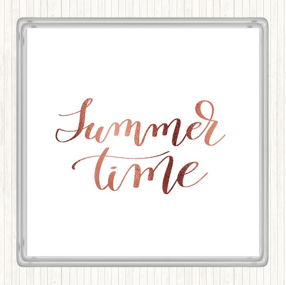 Rose Gold Summertime Quote Coaster