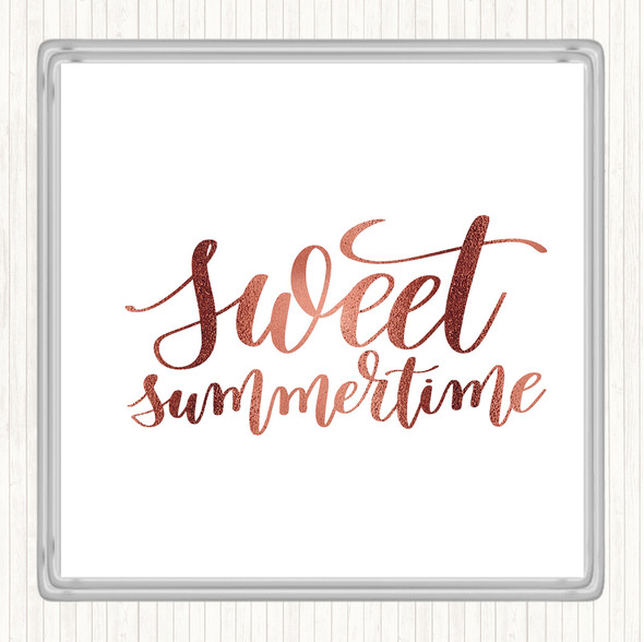 Rose Gold Sweet Summertime Quote Coaster