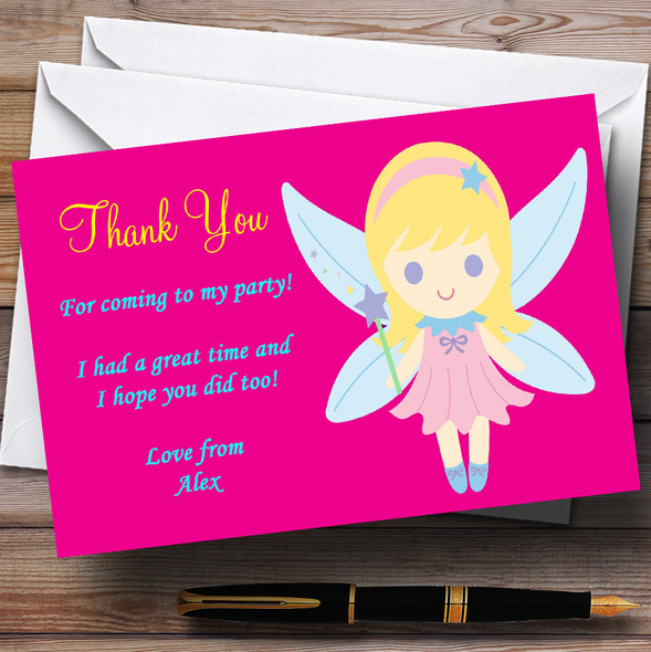 Pink Fairy Customised Children's Party Thank You Cards