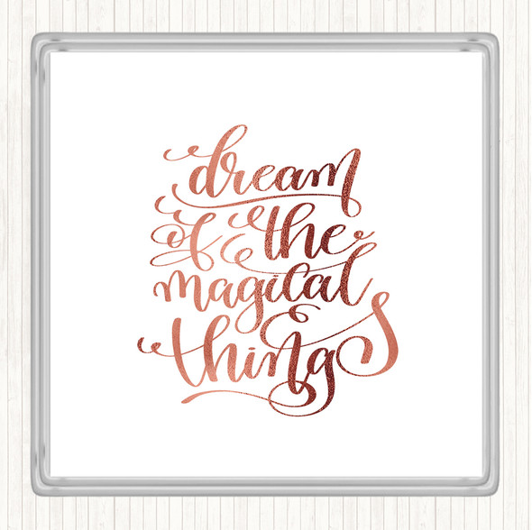 Rose Gold Christmas Dream Magical Quote Coaster