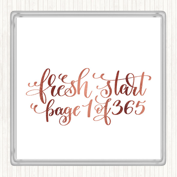 Rose Gold Christmas Fresh Start Quote Coaster