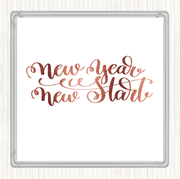 Rose Gold Christmas New Year New Start Quote Coaster