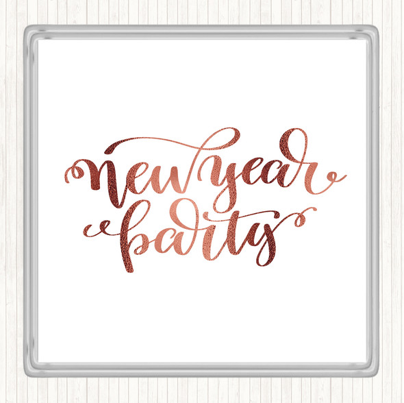 Rose Gold Christmas New Year Party Quote Coaster