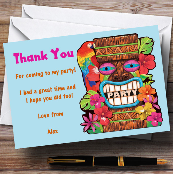 Aqua Tropical Luau Hawaiian Customised Party Thank You Cards