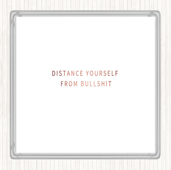 Rose Gold Distance Yourself Quote Coaster