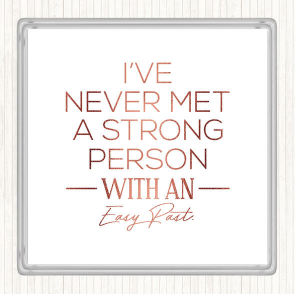 Rose Gold Easy Past Quote Coaster