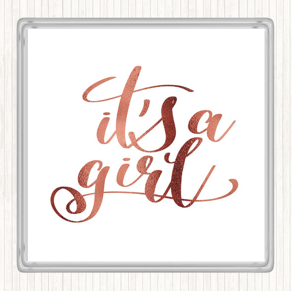 Rose Gold A Girl Quote Coaster