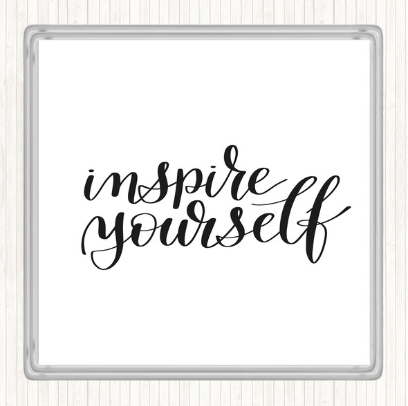 White Black Inspire Yourself Quote Coaster White Black Inspire Yourself Quote Coaster