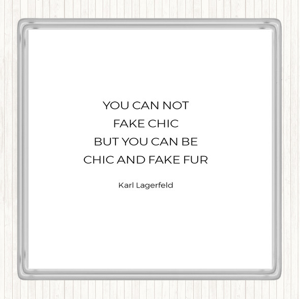 White Black Karl Fake Fur Quote Coaster