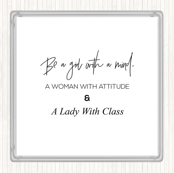 White Black Lady With Class Quote Coaster