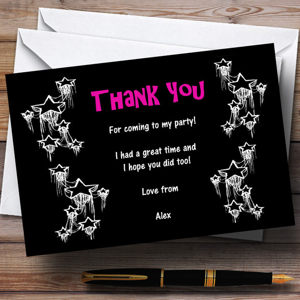 Black Hot Pink White Customised Party Thank You Cards