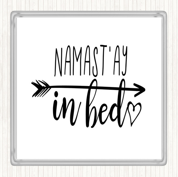 White Black Namaste Quote Coaster