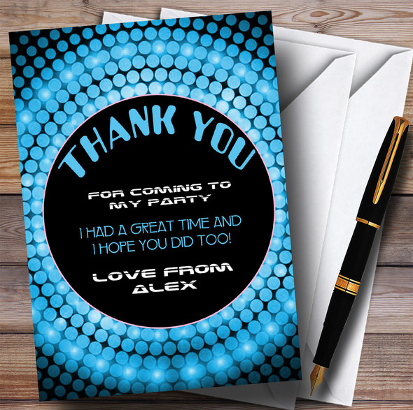 Blue Disco Ball Party Thank You Cards