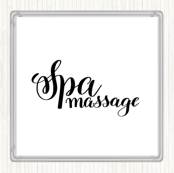 White Black Spa Massage Quote Coaster