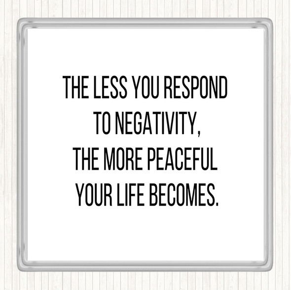 White Black The Less You Respond To Negativity Quote Coaster