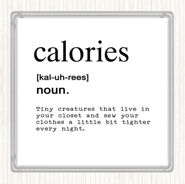 White Black Word Definition Calories Quote Coaster