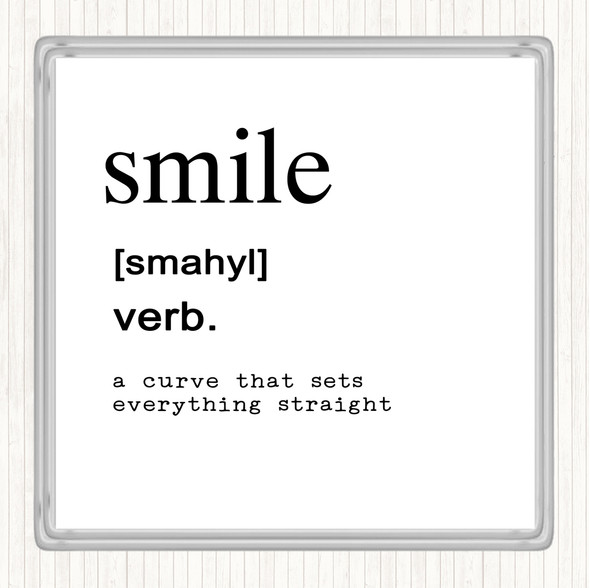 White Black Word Definition Smile Quote Coaster