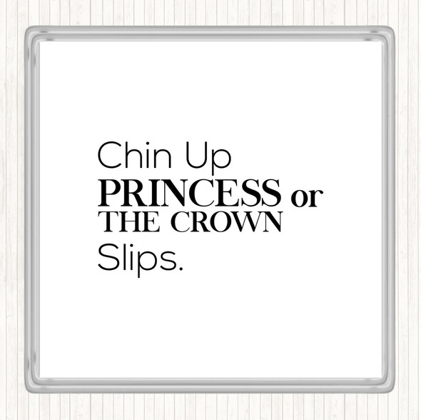 White Black Chin Up Quote Coaster