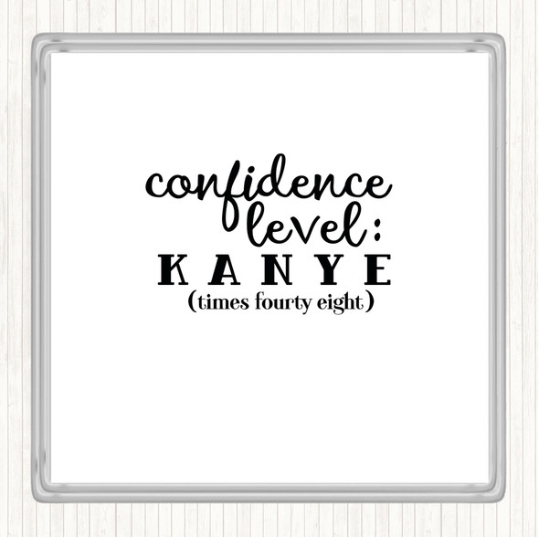 White Black Confidence Level Quote Coaster