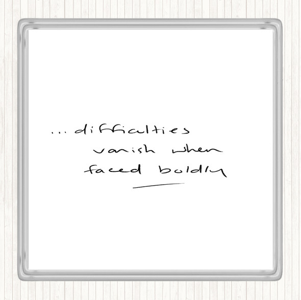 White Black Difficulties Quote Coaster