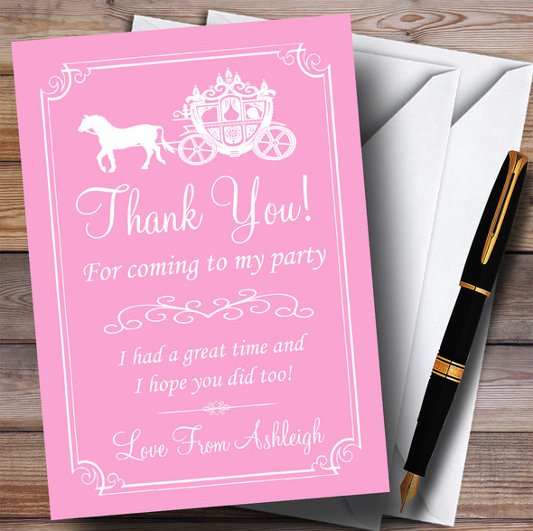 Pink Horse Carriage Princess Party Thank You Cards