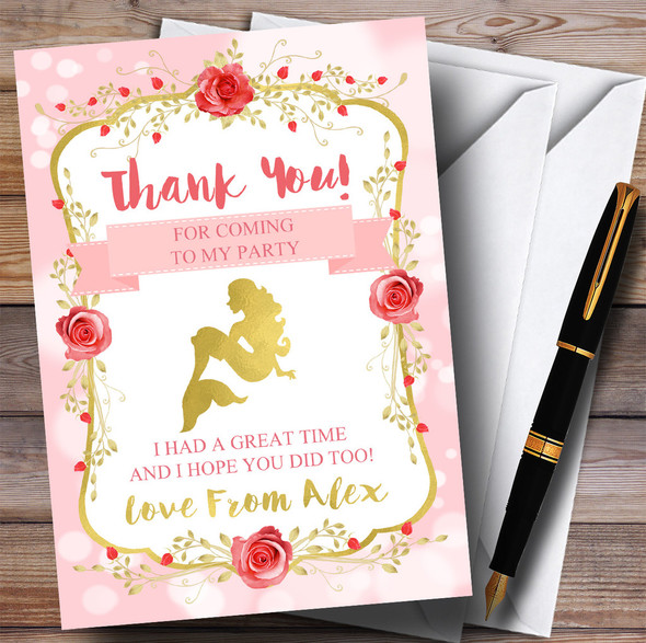 Pink Mermaid Party Thank You Cards
