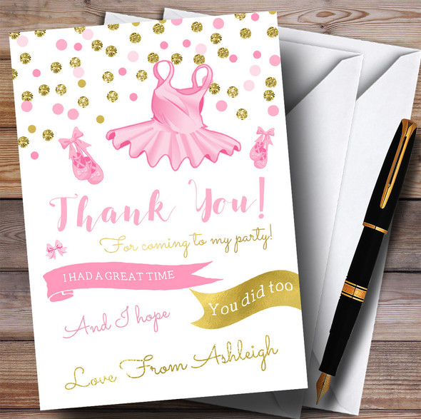 Pink Tutu Ballerina Ballet Party Thank You Cards