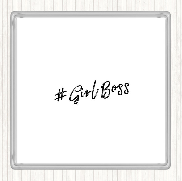 White Black Girl Boss Quote Coaster