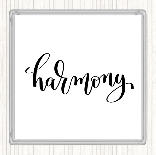 White Black Harmony Quote Coaster