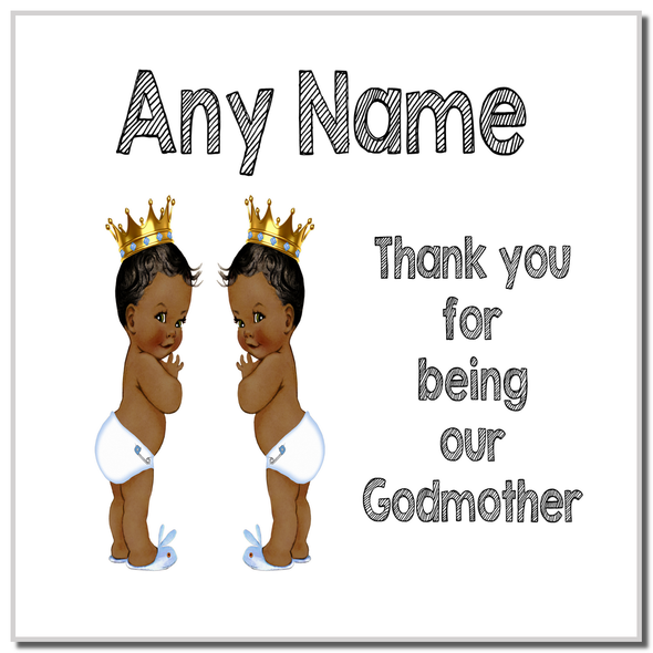 Baby Twin Black Boys Godmother Thank You Coaster
