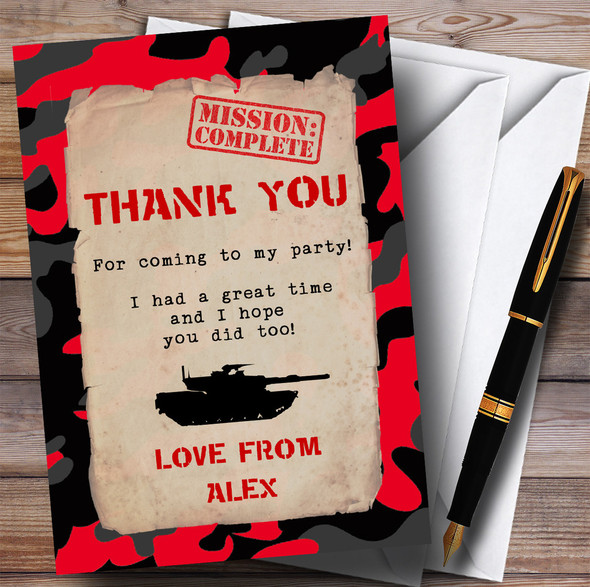 Red Army Soldier Camouflage Party Thank You Cards