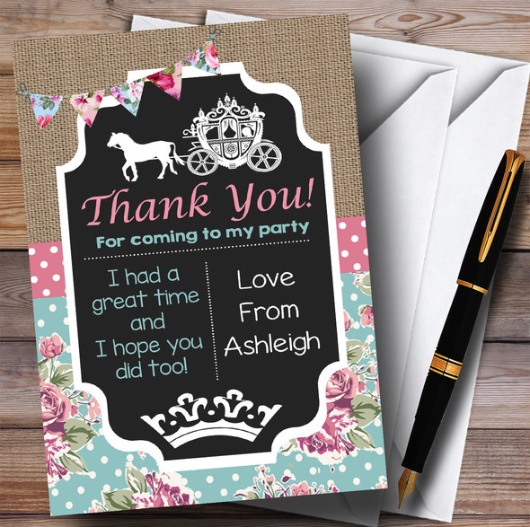 Shabby Chic Vintage Princess Party Thank You Cards