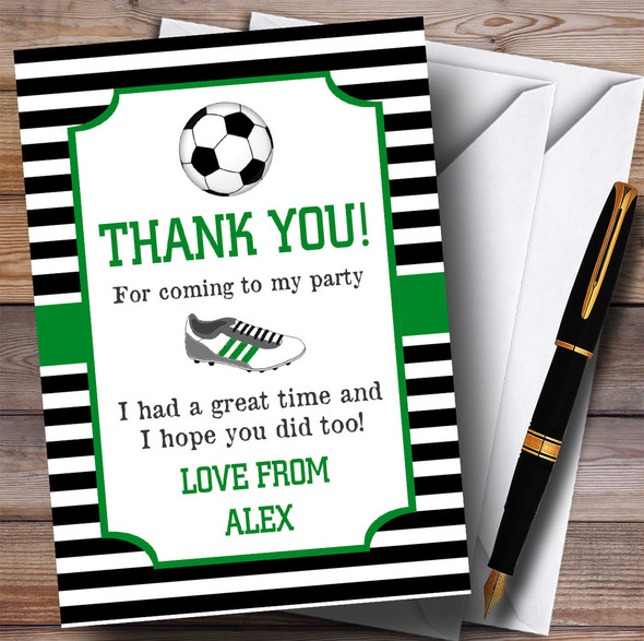 Striped Football Boot Party Thank You Cards