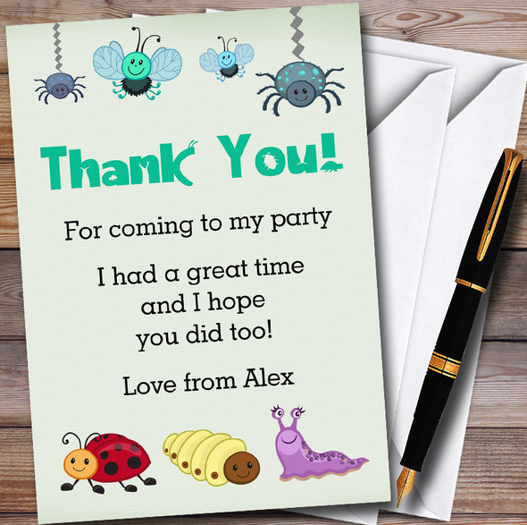 Cute Bugs Customised Party Thank You Cards