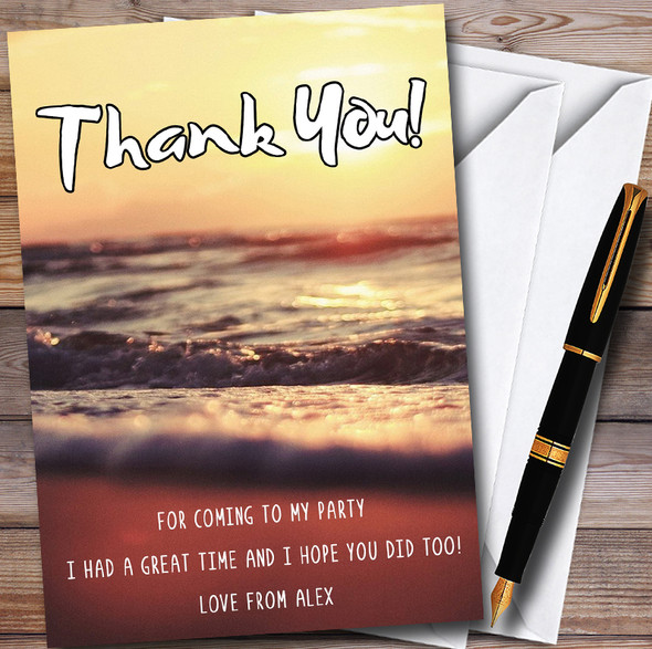 Sunset Beach Customised Party Thank You Cards
