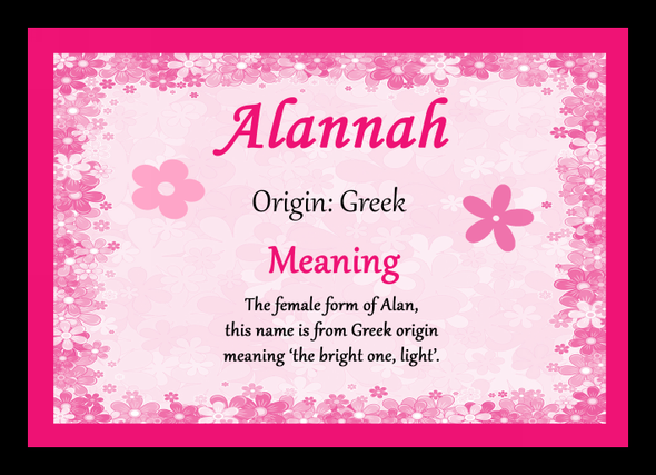 Alannah Name Meaning Placemat