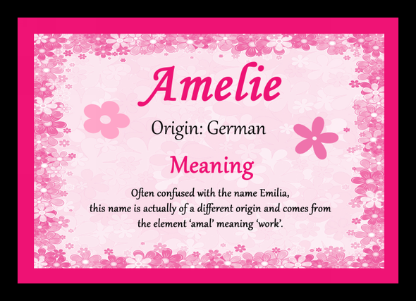 Amelie Name Meaning Placemat