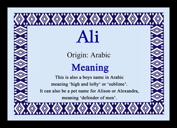 Ali Name Meaning Placemat